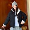 Fake two-piece hooded down cotton-padded women's short waterproof cotton-padded loose casual small coat