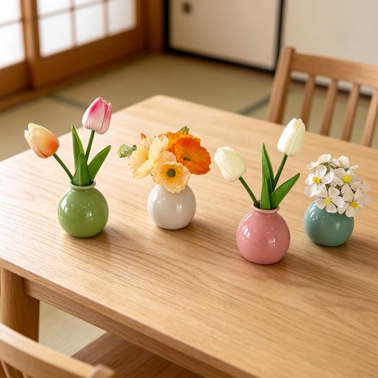 Kleine Runde Keramikvase Minimalistisch Nordisch Modern Dekorative Vase für Wohnzimmer Küche Schlafzimmer Eingangsbereich Kaminsims Tischmittelstück