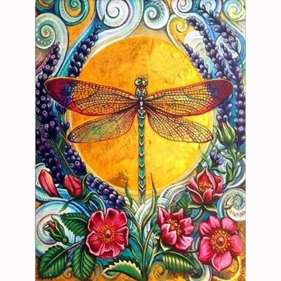 Pittura con Diamanti Libellula e Fiori 5D Fai da te Kit Ricamo Diamanti Mosaico Strass Punto Croce