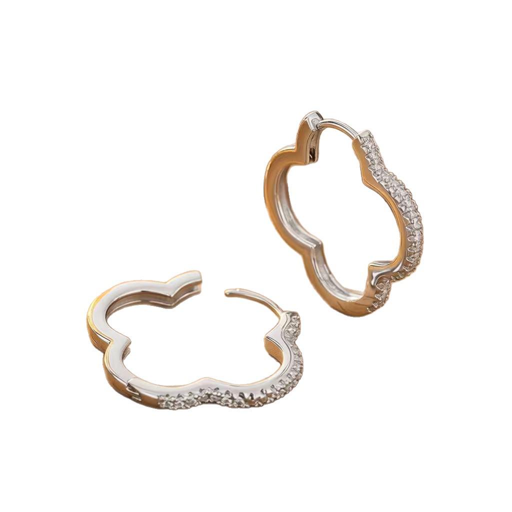Elegant Four-Leaf Clover Zirconia Earrings with Fine Sparkle Design