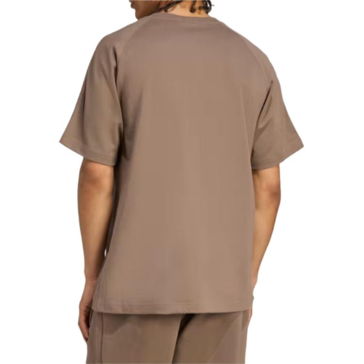 adidas Origineel Effen Kleur Logo Ronde Hals Losse Pasvorm Korte Mouw T-shirt Heren Tops Bruin JW1032