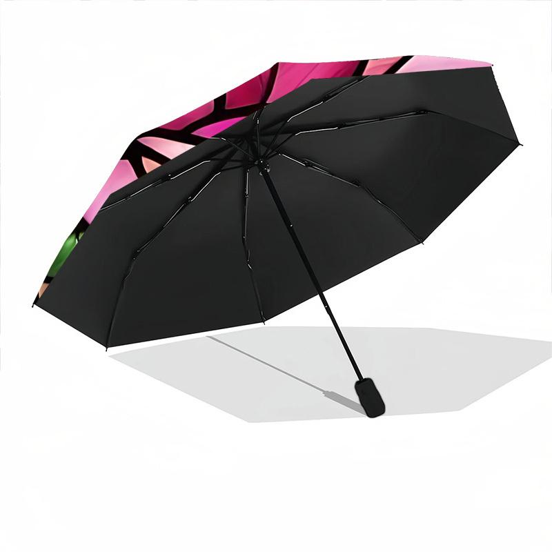 1pc Rose Window Automatic Open/Close Umbrella Compact Folding Umbrella, All-Season Portable Umbrella for Women/Men F1124171