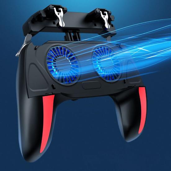 H10 4-Finger Dual Cooling Fan Wired Game Controller Joystick Gamepad for Phone