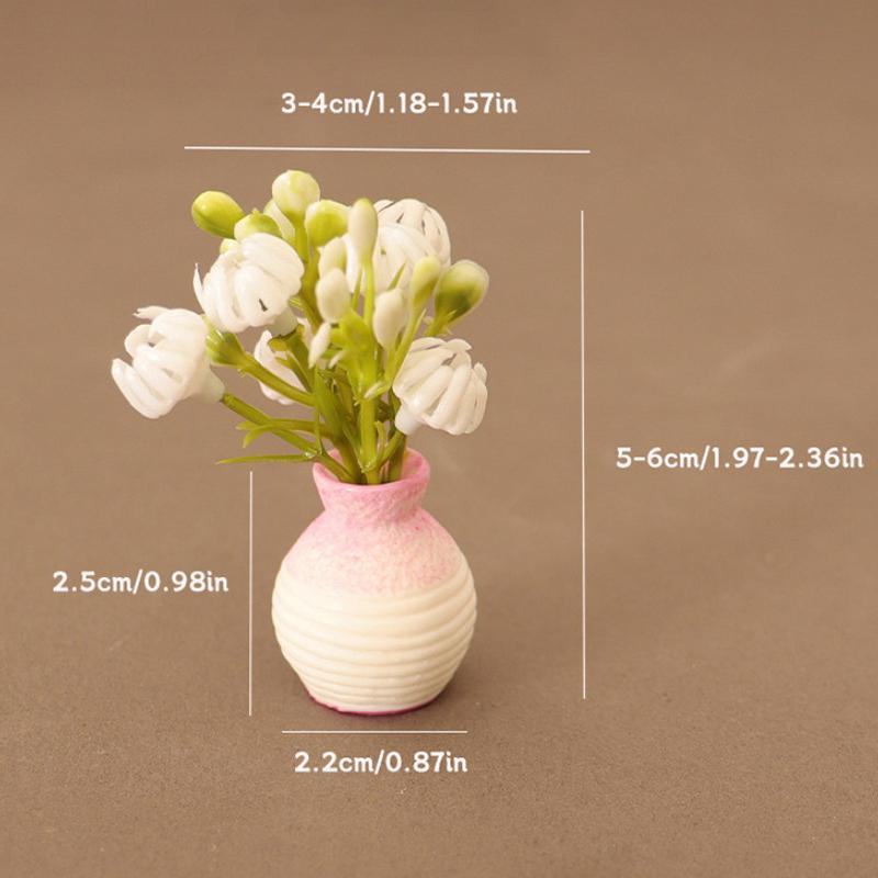 1 Piece 1:12 Dollhouse Miniature Plastic Simulation Colorful Floral Plants Potted Outdoor Doll House Model Diy Accessories