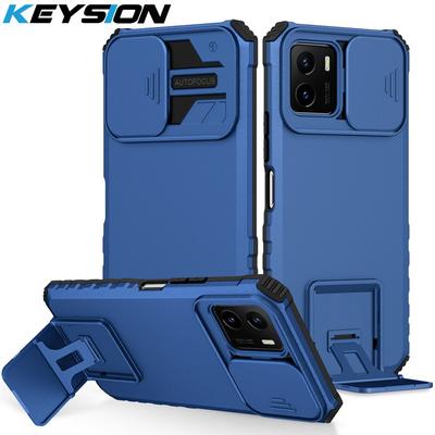 KEYSION Shockproof Case for OPPO A96 A76 A36 A15S A95 A74 A54 4G Push Pull Camera Protection Live Stand Phone Cover for Realme 9i