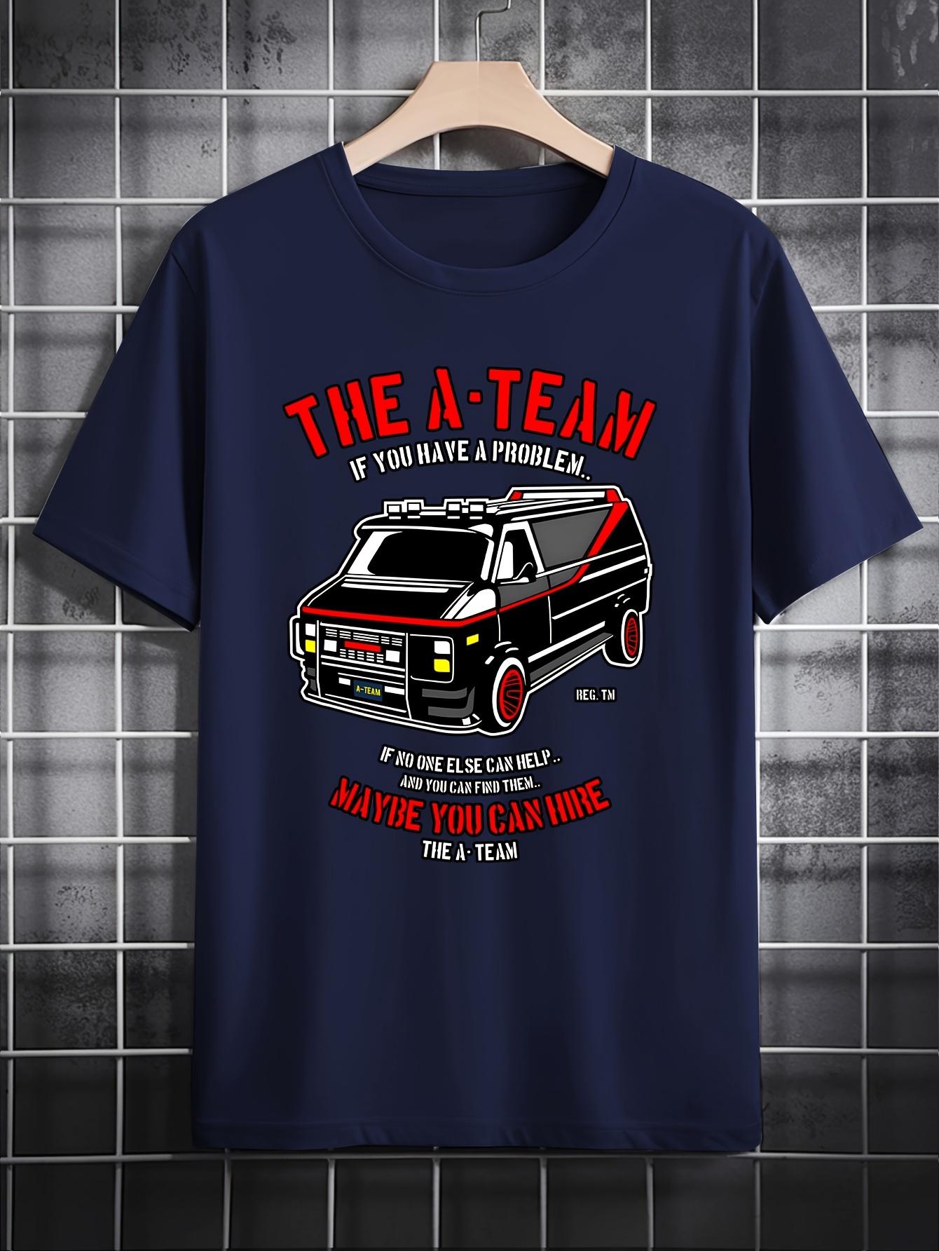 

Men s casual crew neck T-shirt with THE A-TEAM pattern, machine washable, a must for summer, the perfect gift for men 4XL