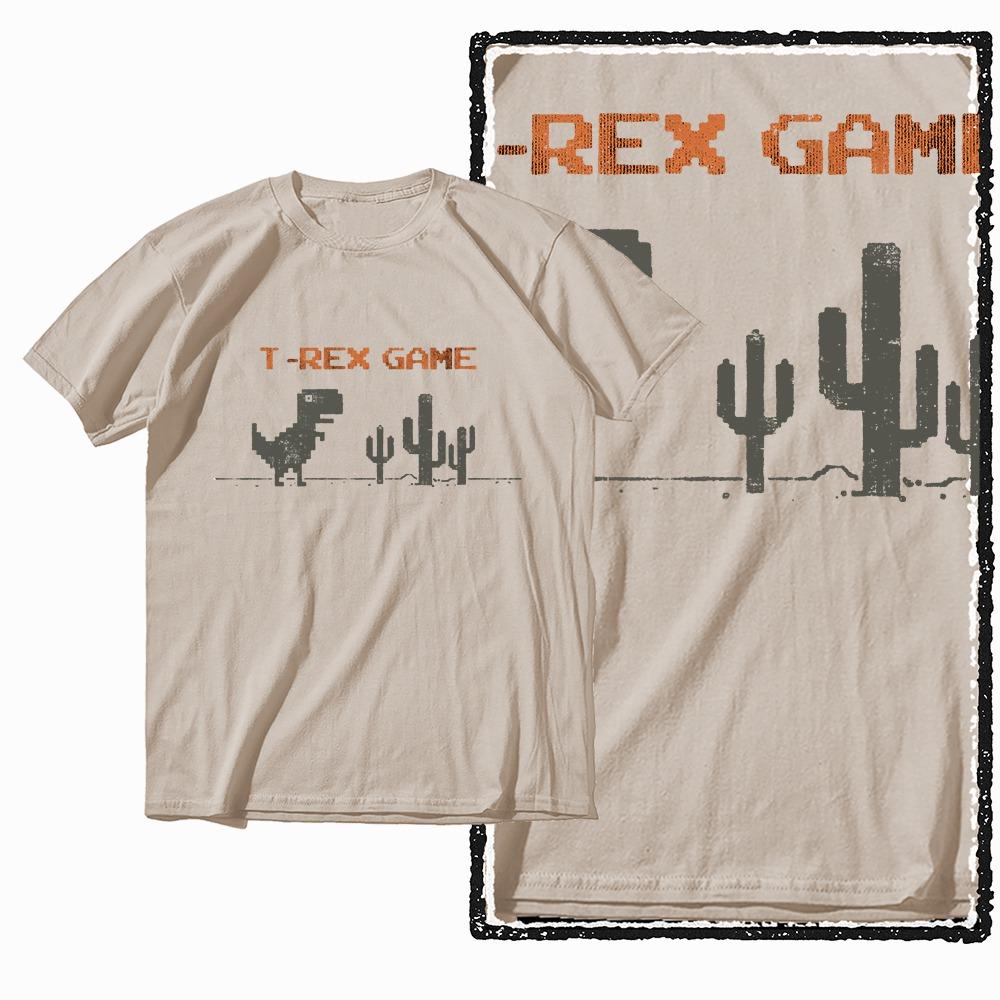 G79 Beige Cotton Streetwear Dino Dinosaur Graphic Men T-shirt |  Big Size Cool Vintage O-neck Men's Tee Tshirt
