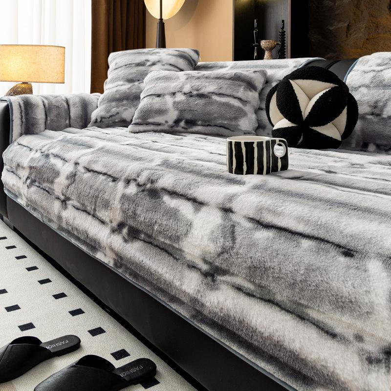 Rabbit Plush Internet Celebrity Sofa Cushion Autumn And Winter Thickened Seat Cushion Non-Slip Sofa Cover Light Luxury High Sense Cover Cloth Towel