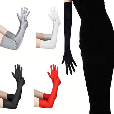 1 Paar Handschuhe, Kostüm, Abend, Sonnenschutz, hochelastisches Spandex, 53 cm, Hochzeit, Cosplay