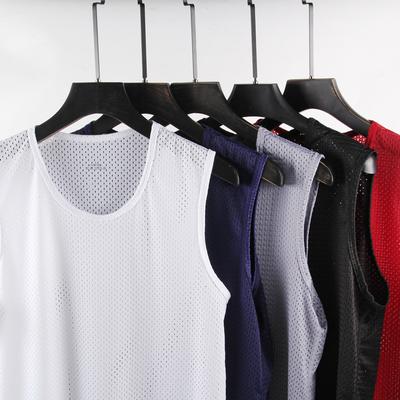 Fashion Men's Mesh Vest Quick-drying Sleeveless T-shirt Ice Silk Fitness Shoulders Large Size Loose Tops Tank Tops