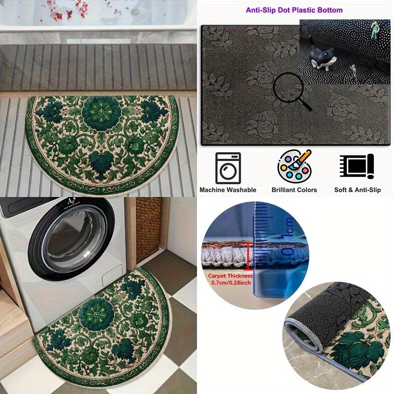 1 Pezzo Tappetino Benvenuto Floreale Verde Vintage a Semicerchio Antiscivolo per Esterno Patio Portico Cucina Bagno Ingresso Tappeto per Pavimento