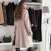 Women Jacket Woolen Turn-down Collar Solid Color Single-breasted Coat Mid Length Thermal Long Sleeved Commuting Dating Spring Fall Winter Overcoat