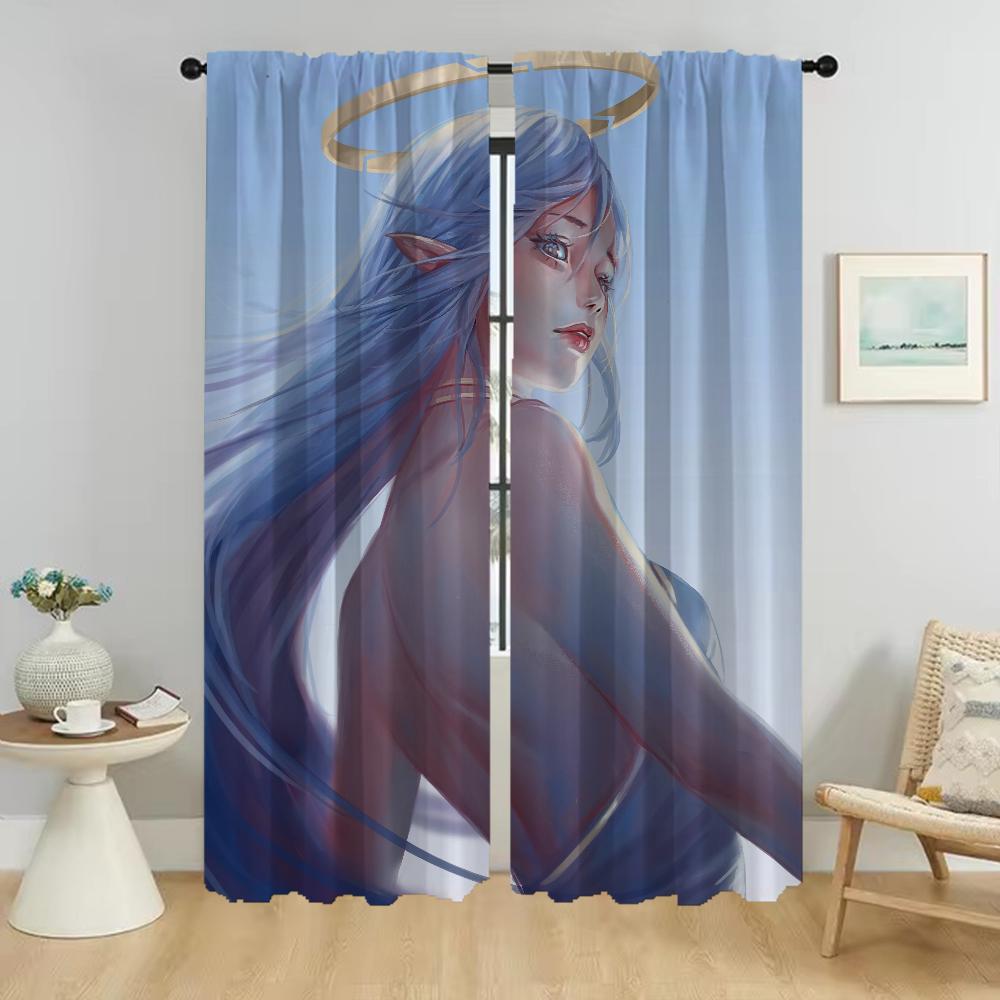 Weiblicher Elf Tüll für Schlafzimmervorhänge für Wohnzimmer Vorhang Raumteiler Halloween Dekoration Heim Innenvorhänge 2 Stück