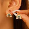 Fashion Dopamine Rainbow Cloud Sun Zircon Dangle Earrings for Women Gold Tone Stainless Steel Summer Beach Vacation Jewelry Gift