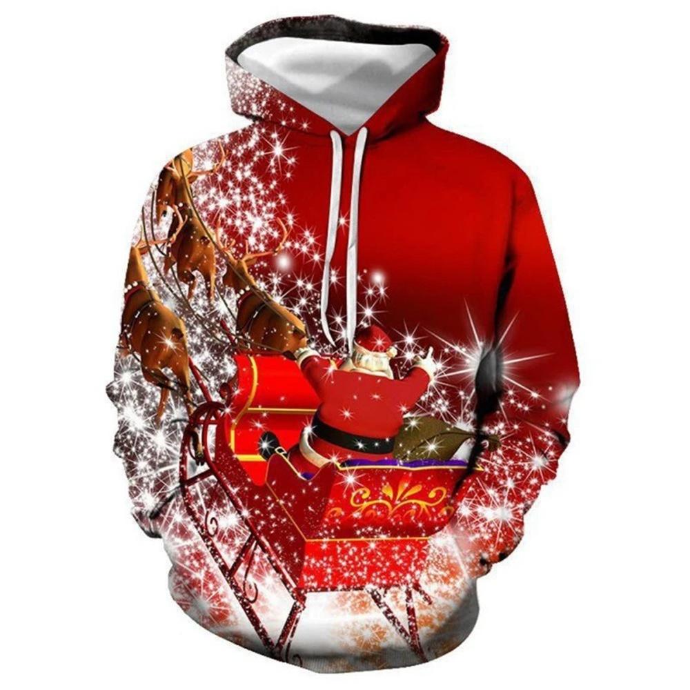 Christmas Men's Hoodie 3D Printed Long-Sleeve Hooded Sweatshirt Fall/Winter Holiday Style Casual Oversized Men's Sweatshirt Top