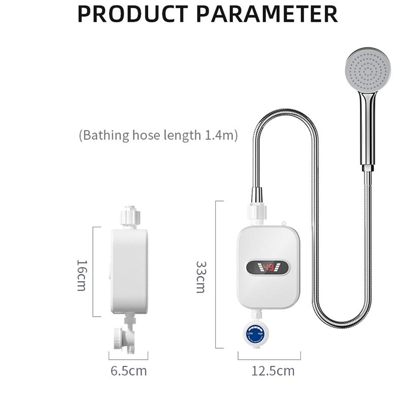 3500W Instant Electric Water Heater 3 Seconds Heating Bathroom Kitchen Tankless Water Heater Temperature Display Heating Shower