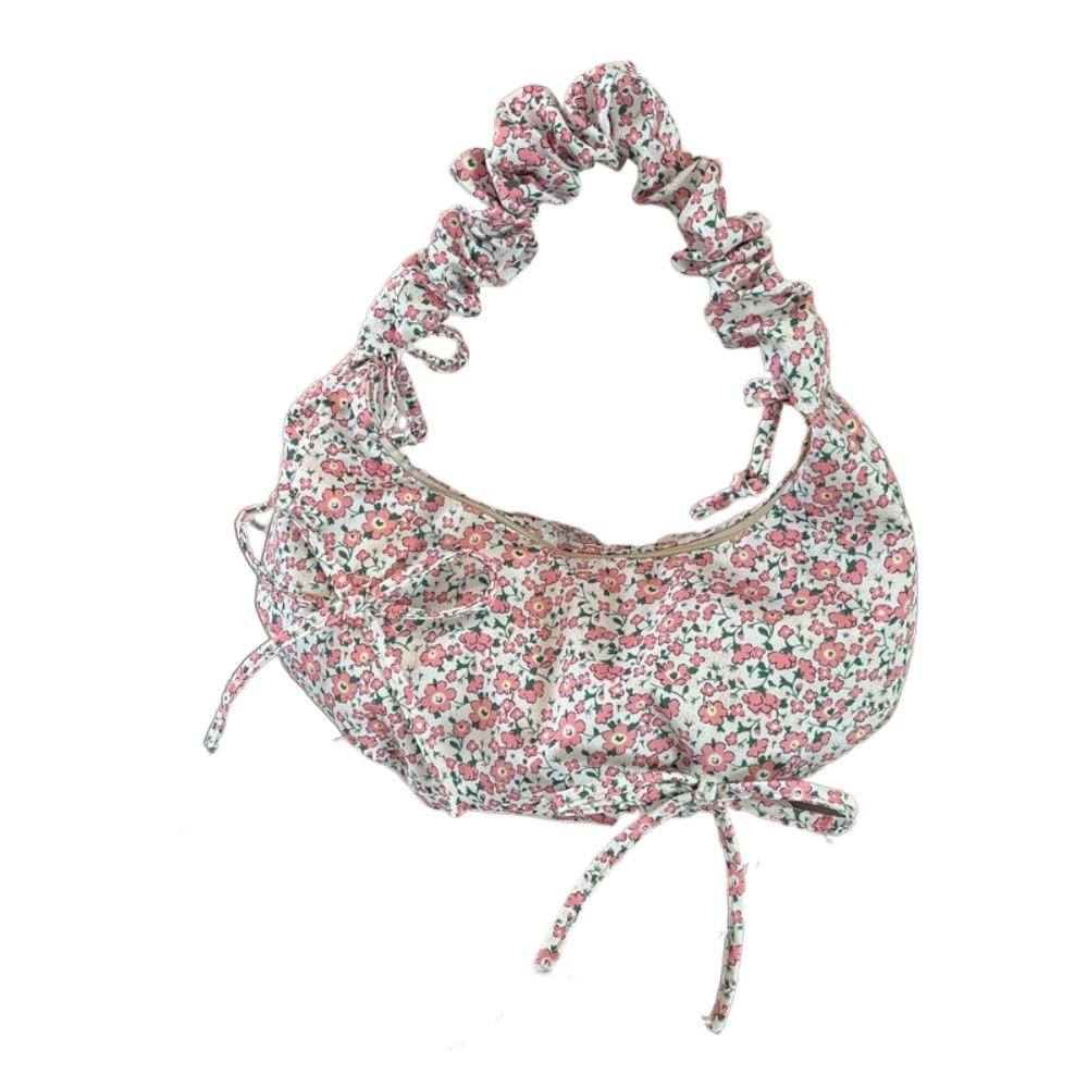Sweet Floral Pleated Bowknot Underarm Bag Ruffles Casual Crossbody Bags  Travel