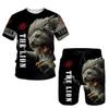 European and American manufacturers supply, lion 3D digital printing casual suit T-shirt + shorts, available