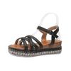 New cross-buckle rhinestone women's hemp rope muffin thick-soled square head sandals