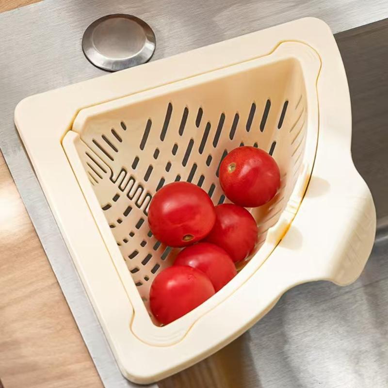 Triangular Magnetic Suction Drainage Filter Basket Corner Sink Strainer Twist Open Bottom Efficient Vegetable Draining