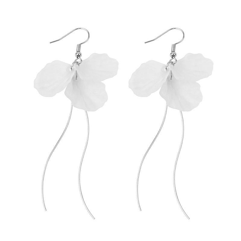 Korean Style Elegant Tassel Flower Petal Earrings for Women