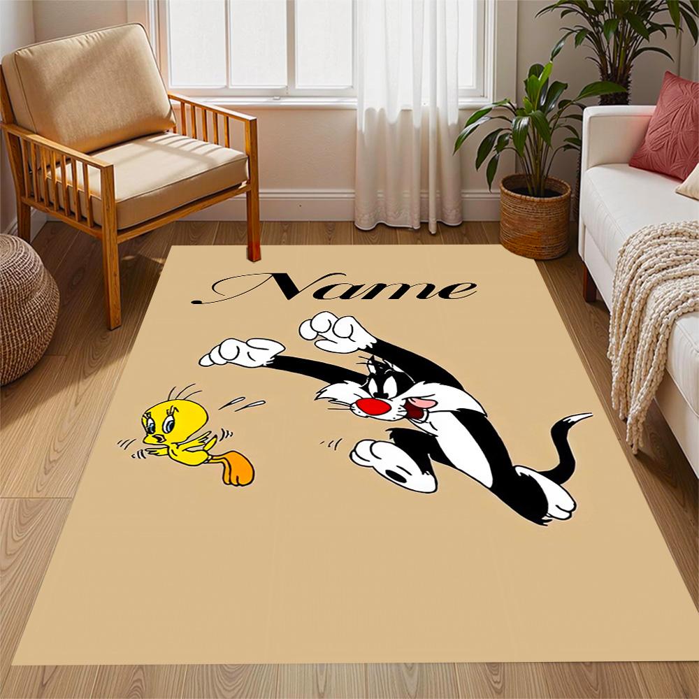 Looney Roadrunner Coyote Adventure Customized Name Carpet Design for Dining Room Entryway Dormitory Game Room Antislip Carpet Decorate Offices
