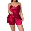 Plus Size Women's Imitation Silk Camisole and Shorts Pajama Set