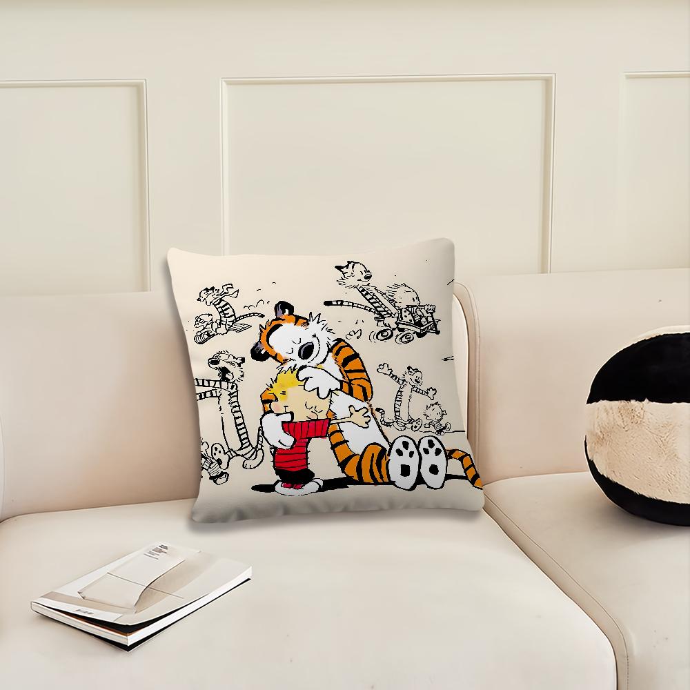 Cartoon C-Calvin and H-Hobbes cushion cover Cushion Room Bedroom Headboard Sofa Living Backrest Nap Time Pillow Case