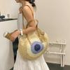 Straw Bag Women Hand-Woven Handbag Round Shape Rattan Bag Big Capacity Casual Beach Shoulder Crossbody Bag