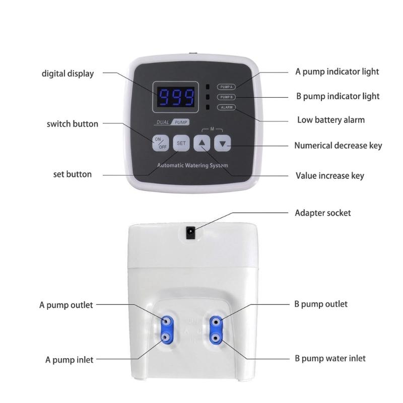 Intelligent Double Pumps Plant Auto Watering Device Programmable Timer Garden Irrigation Equipment For 20 Pots Indoor Outdoor Use