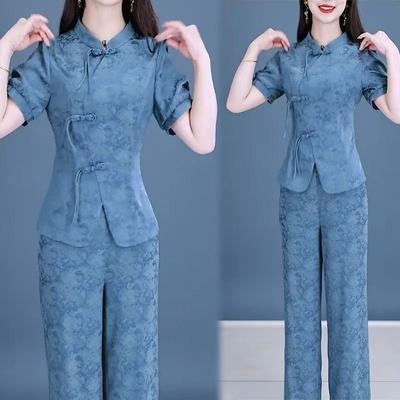 Traditional Chinese Retro Fashion Set - Elegant Two-Piece Set for Women In Summer with Graceful Style