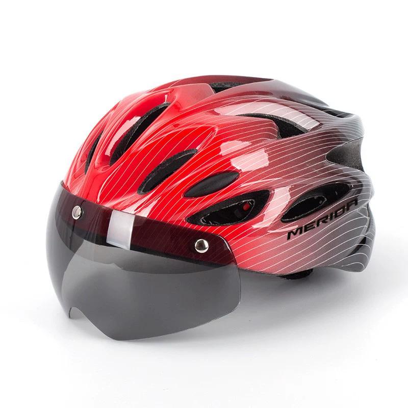 Bicycle Riding Helmet with Magnetic Goggles for Children and Adults, One-Piece Mountain and Road Cycling Equipment