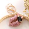 Rhinestone Lip Keychain Pendant Diamond Lip & Lipstick Bag Charm Sparkling Lip Pendant for Women Girls