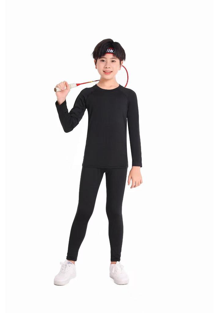 Kids' Quick-Dry Base Layer Sports Set: High-Elasticity Compression Top & Pants for Running, Training, Fitness, and Basketball