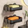 Wall Mounted Double Layer Soap Dish PunchFree No Draining Soap Holder Bathroom Kitchen Soap Rack Organizers