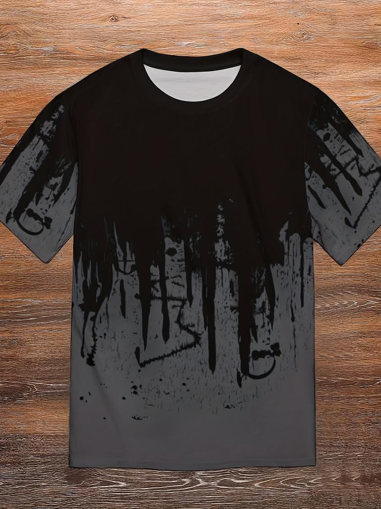 Paint Splash Print Men's Graphic Design Crew Neck T-shirt Casual Comfy Tees Men's Clothing Tops For Daily Gym Workout Running