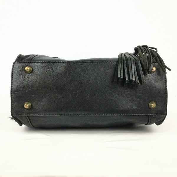 Abro Leder Hand Mini Boston Tasche Schwarz mit Quaste(GEBRAUCHT)