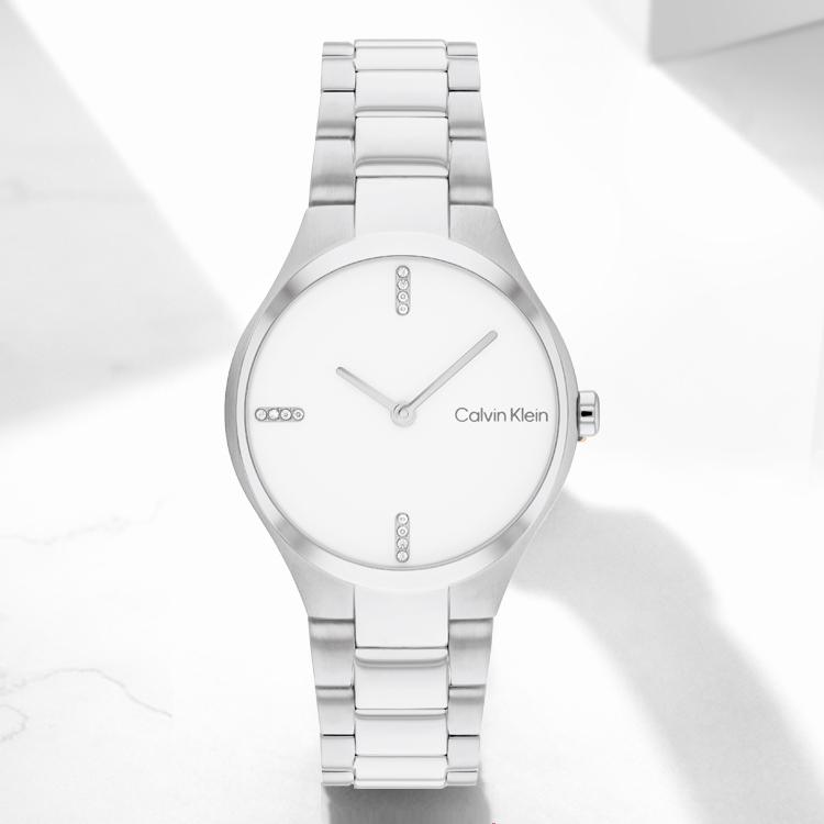 Calvin Klein Timeless Collection Watch Quartz Movement 30Mm White Dial Women watches 25200332