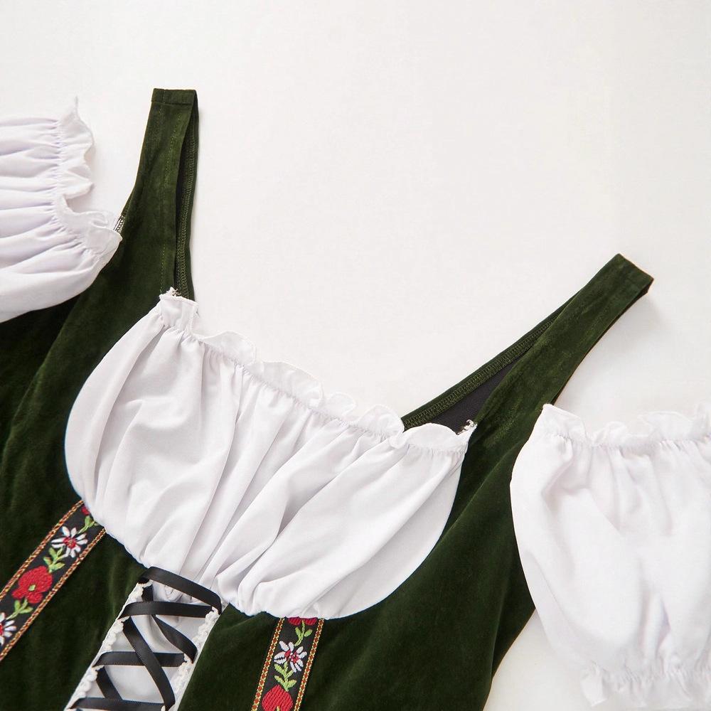 New German Oktoberfest Women's Traditional Bavarian Beer Garden Velvet Dress