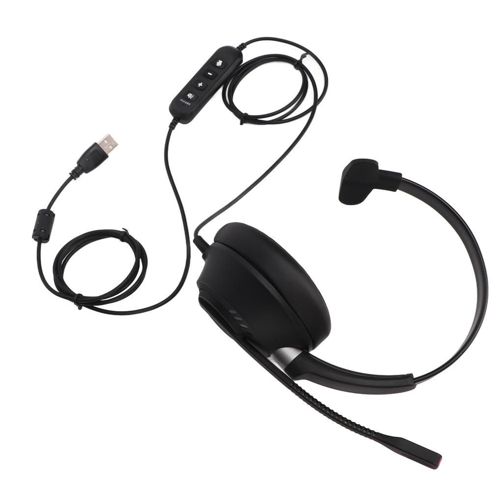 Monaural Business Headset ENC Noise Reduction Mic Mute USB Single Sided Ear Headphone for PCs with