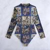 Fashion Sexy Zipper Long-sleeved Women's One-piece Swimsuit