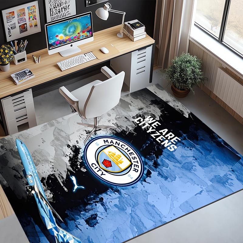 Manchester City FC Pattern Rug, Indoor/Outdoor Mat, for Picnic, Gameroom, Bedroom, Office, Living Room, Home Decor Carpet, Birthday Gift