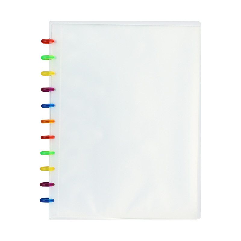 

A4a5 Mushroom Hole Loose Spiral Notebook Erasable Removable Storage File Folder Punch Transparent Material Book Student Stationery A4 Rainbow Hole - Includes 20 Loose-Leaf Pockets
