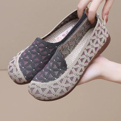 Mocassini Estivi Traspiranti da Donna Scarpa Casual Leggera Traforata in Rete Confortevole Antiscivolo Scarpe da Mamma Punta Rotonda Ballerine Slip-on