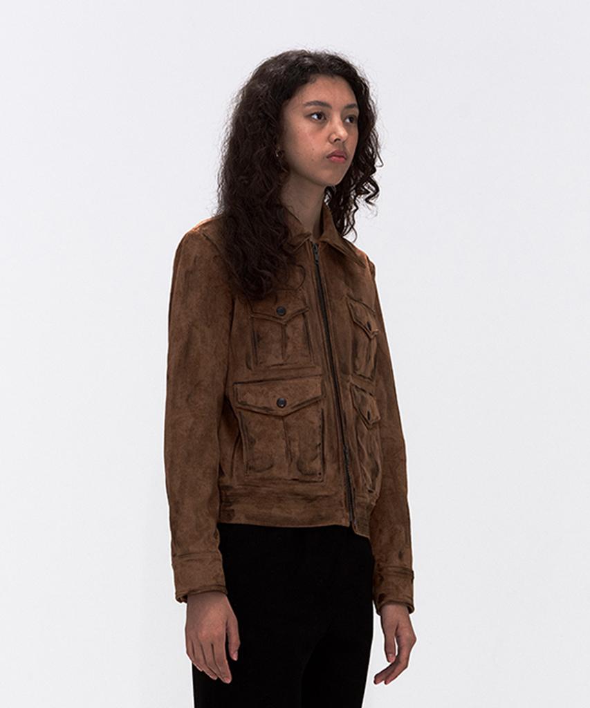 Erer Suede Pocket Rider Jacket Camel