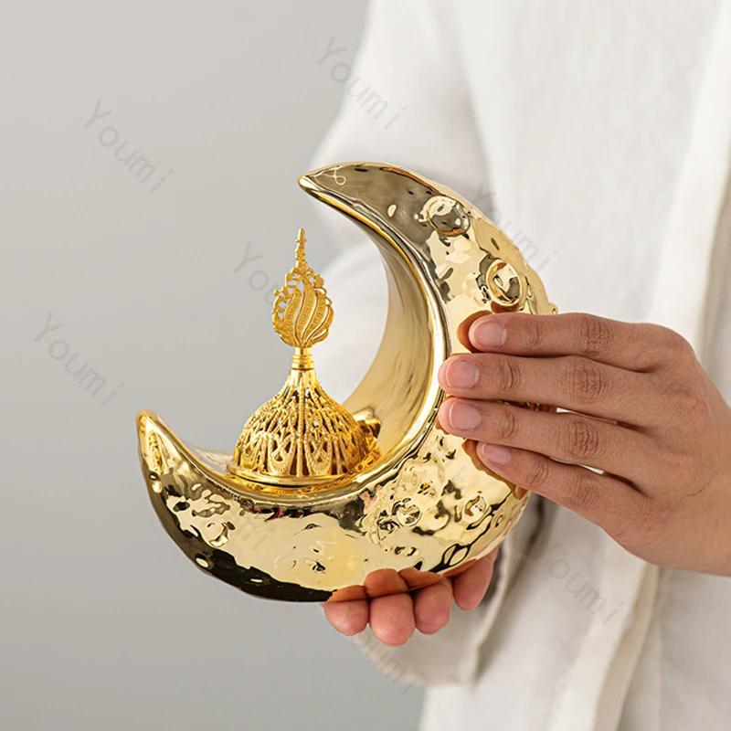 Creative Moon Home Ceramic Ornaments Light Luxury Desktop Decoration Aromatherapy Stove Ornament Unique Exquisite Gifts