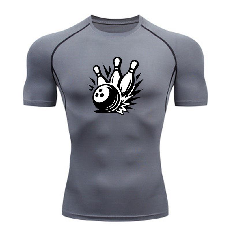 Men's Compression Athletic T-Shirt, Bowling Ball Pins Crash
