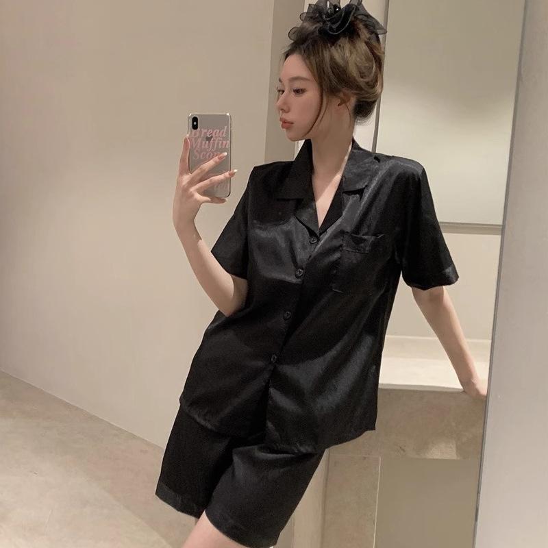 Mode Temperament Pyjama Damen Sommer Eis Seide High-End Kurzarm Lässig Dünn Loungewear Anzug
