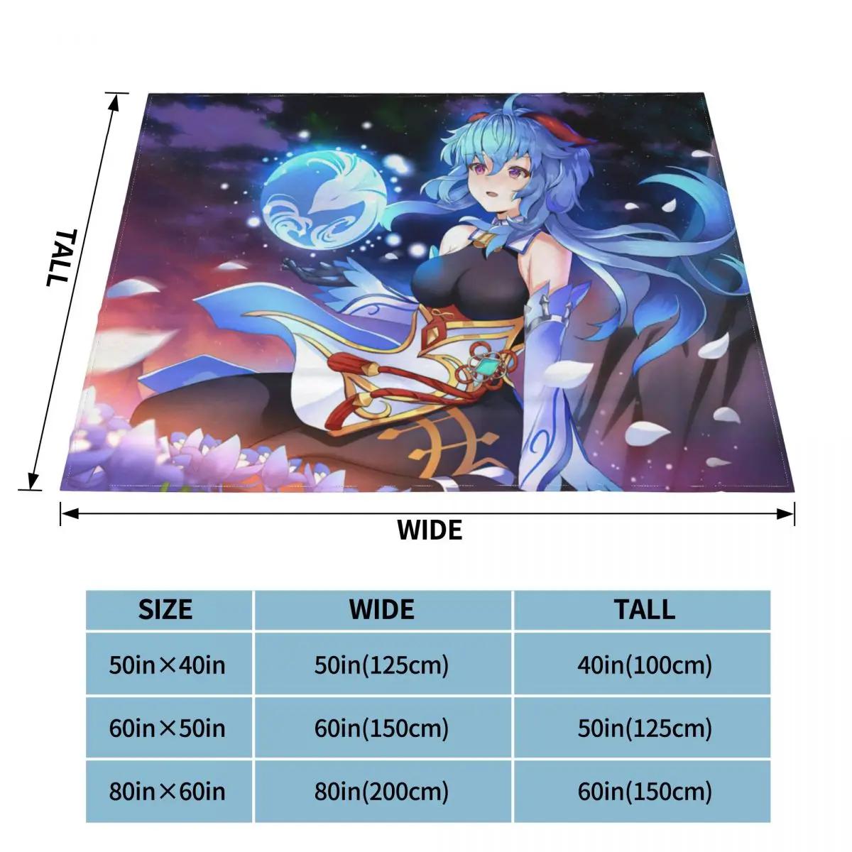 

Вязаные одеяла Ganyu из флиса Genshin Impact Anime легкие пледы для автомобиля, дивана, покрывала для кровати 75x100cm 30x40in