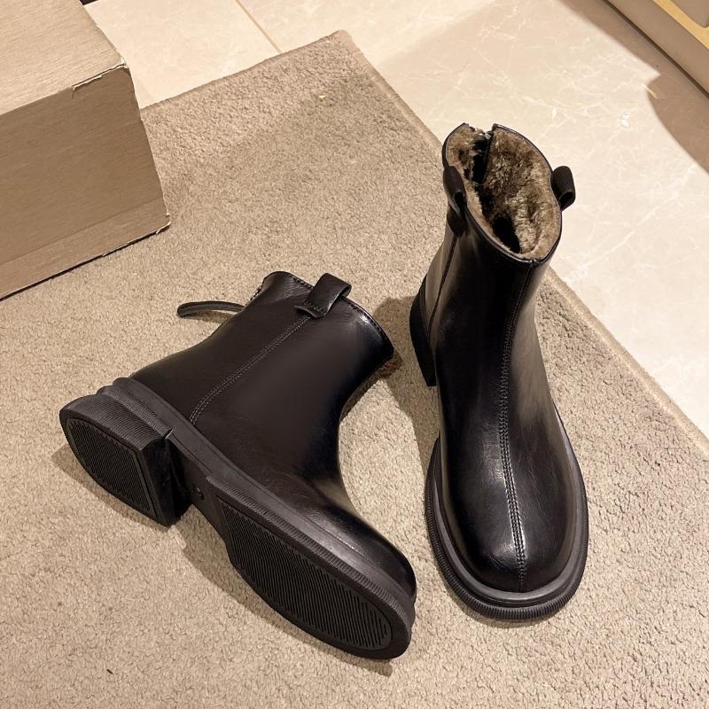 

Осень И Зима Новая Мода Корейская Версия Нишевый Дизайн Тренд Британский Стиль Низкий Каблук Маленькие Кожаные Ботинки Ретро Ботинки 39